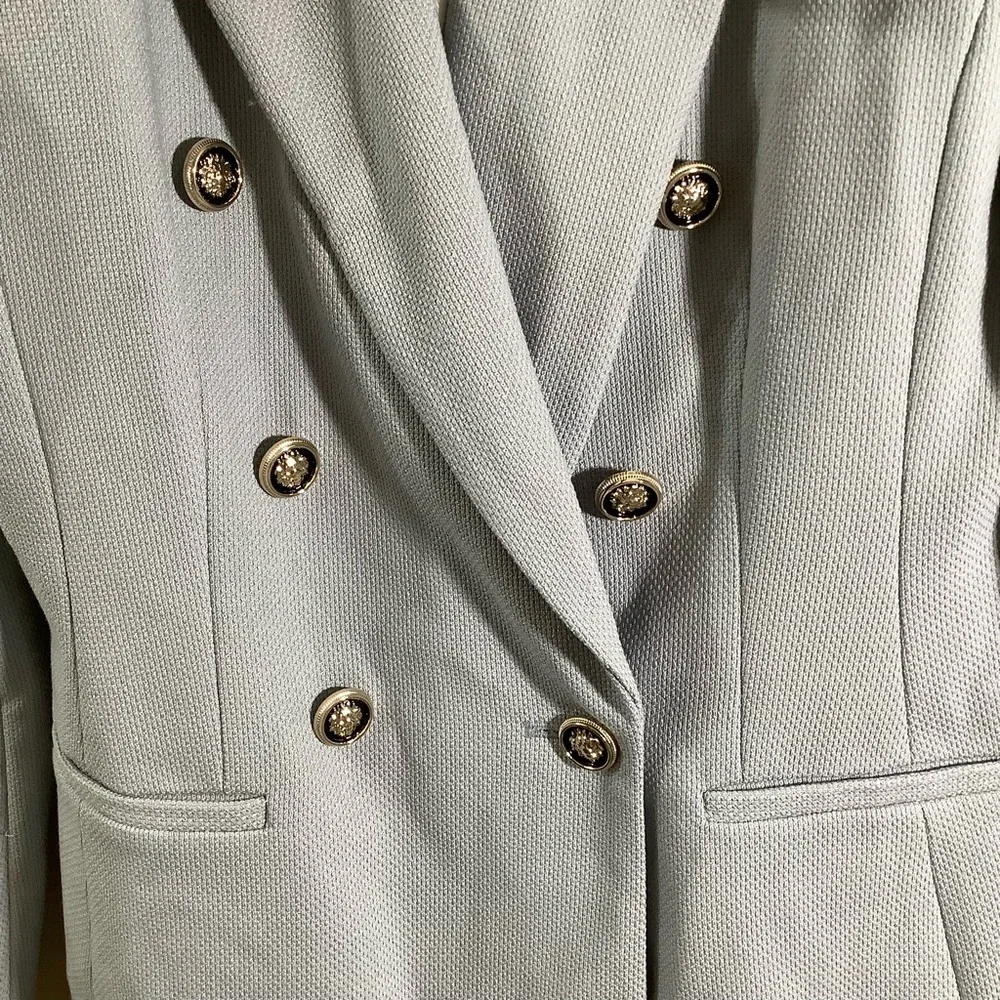 Zara Grey Six Button Fitted Blazer